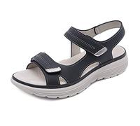 HHZY Womens Sandals Ladies Premium Orthopedic Platform Sandals Breathable Footwear Adjustable Straps Open Toe Sandals Summer Beach Shoes,Black,US8/EU39