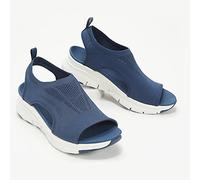 HHZY Women's Soft & Comfortable Toe Mesh Upper Sandals Breathable Wedges Walking Sandals Elastic Strap Design Sandals Ladies Anti Slip Shoes Sneakers,Blue,US7/EU38