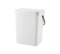 HI 5L Kitchen Cost Bin with Lid Hanging Small Trash Can for Under Sink Cabinet Door & Countertop White Rubbish & Recycle Bin for Home Use