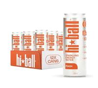 Hi*Ball Clean Energy Drink with a Hint of Peach - Sugar Free, Zero Calorie Sparkling Water with Organic Caffeine, Ginseng & Guarana - Vitamin Seltzer - 12 x 330 ml