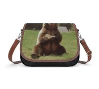 Hi Bear Sit on The Lawn Shoulder Bag for Women, Handbag with Adjustable Strap & Inner Pocket, Crossbody Bag for Daily Commute Travel