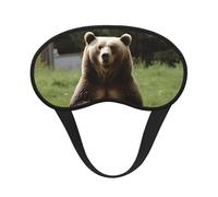 Hi Bear Sit on The Lawn Sleep Mask for Side Sleeper, Blackout Sleep Eye Mask Comfortable Blindfold Eyeshade Soft Breathable Sleeping Mask with Elastic Strap Silk Eye Covers for Travel