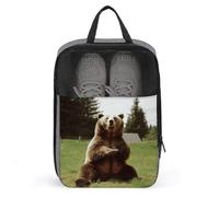 Hi Bear Sit on The Lawn Travel Shoe Bag, Waterproof Storage Pouch with Zipper, Portable Shoe Organizer for Women And Men