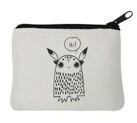 Hi Cute Sketch Monster Greeting Neoprene Coin Purse Pouch 10x11cm White