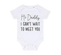 Hi Daddy I can't wait to meet you, family pregnancy announcement [BBY7] baby grow vest, 0-3 months, White