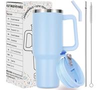 Hi-ERA 40oz Tumbler with Straw and Lid-Stainless Steel Vacuum Travel Mug with Handle, Blue Insulated Tumbler Keeps Cold for 34Hrs or Hot for 12Hrs