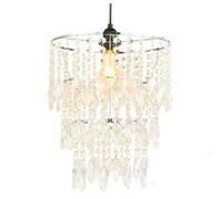 Hi-ERA Acrylic Beaded Ceiling Lamp Shade, 3-Tier Faux Chandelier Light Shade for Bedroom, Clear Hanging Pendant Shade, 36cm Height, Modern Decorative Lighting