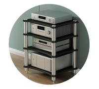 Hi-Fi Audio Rack: 4-Tier MDF Multi-Functional Stand for Amplifiers & Speakers, Elegant Black Finish, Dimensions: 60 x 48 x 85 cm - Perfect for Home Theater & Audio Setup.