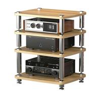 Hi-Fi Audio Rack Tower, 4-Tier Multimedia Stand with Shock-Absorbing Feet, Ideal for DVD Players, Game Consoles, TV Boxes & WiFi Routers - Elegant Space-Saving Solution.