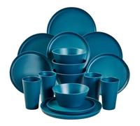 Hi-Gear 16 Piece Melamine Tableware Set with Dinner Plates, Side Plates, Bowls & Tumblers, Lightweight, Durable & Easy to Clean, Ideal for Camping, Picnics & Outdoor Dining