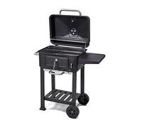 Hi-Gear Prima Charcoal Barbecue with Warming Griddle and Wheels, Outdoor BBQ Grill, Outdoor Cooking