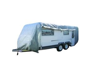 Hi-Gear Ventilated Caravan Cover with Hold Down Straps & Reinforced Corners, 3 Layer Breathable Polypropylene, All Year Protection (19-21ft)