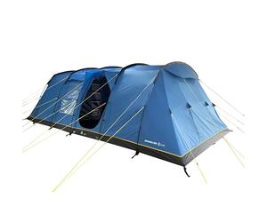 Hi-Gear Zenobia Eclipse 8 Man Tent with Darkened Bedrooms, Spacious Living Area & Sewn In Groundsheet, 8 People, Easy to Pitch, Tunnel Design, Ideal for Family Camping, Festivals, 4000mm HH (Blue)