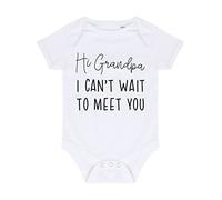 Hi Grandpa I can't wait to meet you, family pregnancy announcement [BBY7] baby grow vest, 0-3 months, White