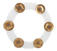 Hi Hat Tambourine Drum Set, Stainless Steel Bells Percussion Instrument, 19cm/7.5in Silver or Gold Tambourine with Rubber Mounting for Drum Cymbals, Bright Jingle Sound Accessories (Gold)