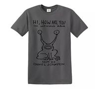 Hi How are You Daniel Johnston Mens T-Shirt Top (Charcoal,4XL)