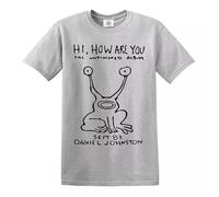 Hi How are You Daniel Johnston Mens T-Shirt Top (Gray,S)