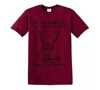Hi How are You Daniel Johnston Mens T-Shirt Top (Maroon,L)
