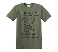 Hi How are You Daniel Johnston Mens T-Shirt Top (Military Green,M)