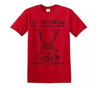 Hi How are You Daniel Johnston Mens T-Shirt Top (RED,S)