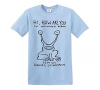 Hi How are You Daniel Johnston Mens T-Shirt Top (Sky Blue,M)