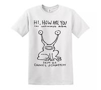 Hi How are You Daniel Johnston Mens T-Shirt Top (White,4XL)