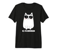 Hi I'm Awkward Funny Cat Introvert Social Anxiety Anxious Premium T-Shirt