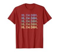 HI I'm DAN Funny Words | Nickname | Vintage Retro T-Shirt, Men, Cranberry Red, XX-Large