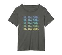 HI I'm DAN Funny Words | Nickname | Vintage Retro T-Shirt, Women's Plus, Asphalt Grey, 1X