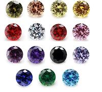 HI International Cubic Zirconia 1PCS PER COLOR Total 15pcs Round Mixed Color Cubic Zirconia Stone Loose CZ Stone for Jewelry Making, 5 mm, Stone, cubic zirconia