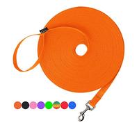 Hi Kiss Dog/Puppy Obedience Recall Training Agility Lead - 15ft 20ft 30ft 50ft 100ft Leash - Great for Play, Camping, or Backyard - Orange 30ft