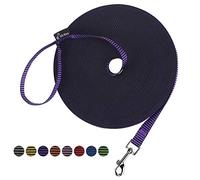 Hi Kiss Dog/Puppy Obedience Recall Training Agility Lead - 15ft 20ft 30ft 50ft 100ft Training Leash - Great for Training, Play, Camping, or Backyard(30ft,Black_Purple)
