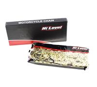Hi Level heavy duty motorcycle chain, 428H-146 in gold, 146 links, 428 pitch, with split connecting link