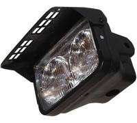 Hi Level Rectangle Black Motorcycle Headlight with Flap - 7.5" Complete Headlamp, Straight Beam, Non-E Marked, Universal Fitting