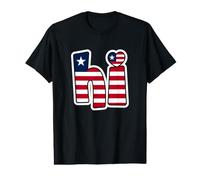 Hi Liberia with Liberian Flag Inside Text | Liberian Pride Value Graphic T-Shirt