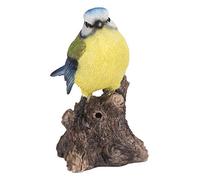 Hi-Line Gift Ltd. Motion Activated Singing Bird TIT ON Stump, blue; green