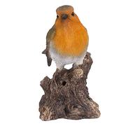 Hi-Line Gift Ltd. Motion Activated Singing Robin ON Stump, Brown; Orange