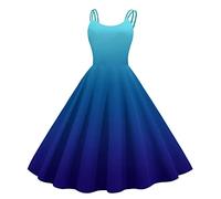 Hi Low Dress for Women Suitable Vintage Cocktail Dresses for Women Sleeveless Knee Length Retro A Line Flared Swing Formal Prom Party Dress Mid Length Dress for Women Blue