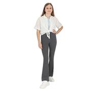 hi!mom Flared Leggings for Girls Kids Bootcut Pants I Casual Dance Yoga Cotton Leggings Wide Leg I Stretchy Elastic Waistband Flared Leggings Kids Girls Bell Bottom Trousers I Size 12 Years Graphite