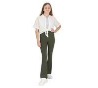 hi!mom Flared Leggings for Girls Kids Bootcut Pants I Casual Dance Yoga Cotton Leggings Wide Leg I Stretchy Elastic Waistband Flared Leggings Kids Girls Bell Bottom Trousers I Size 10 Years Khaki