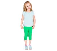 hi!mom Girls Cropped Leggings 3/4 Lenght - Cotton Basic Opaque Stretchy Dance Sport School Summer Capri Leggings - Pants for Kids Green Leggings 8-9 Years