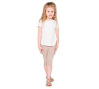 hi!mom Girls Cropped Leggings 3/4 Lenght - Cotton Basic Opaque Stretchy Dance Sport School Summer Capri Leggings - Pants for Kids Beige Leggings 5-6 Years
