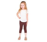 hi!mom Girls Cropped Leggings 3/4 Lenght - Cotton Basic Opaque Stretchy Dance Sport School Summer Capri Leggings - Pants for Kids Brown Leggings 11-12 Years