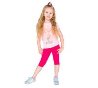 hi!mom Girls Cropped Leggings 3/4 Lenght - Cotton Basic Opaque Stretchy Dance Sport School Summer Capri Leggings - Pants for Kids Pink Leggings 9-10 Years