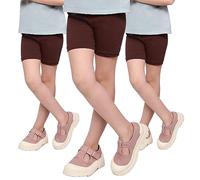 hi!mom School Short Leggings for Girls Cotton Rich 1/2 Length Shorts for School Uniform I Over-Knee Baby Kids Cotton Legggings Dancing School Elastic Soft Short Pants, 2-13 Years, 3 Pack