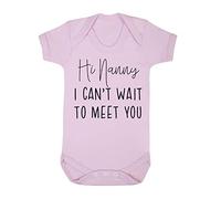 Hi Nanny I can't wait to meet you, family pregnancy announcement [BBY7] baby grow vest, 0-3 months, Pastel Pink