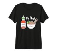 Hi Pho! Funny Vietnamese Food Noodle Bowl & Hot Sauce Premium T-Shirt