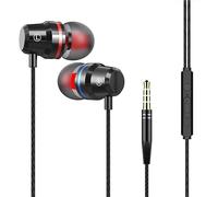 Hi-Res Extra Bass Noise Isolating In-Ear Headphones Earphones High Sensitivity Wired Earbuds with Microphone For iPhone, iPad, Samsung, Volume Control 3.5mm Jack Headphone Earphones (Black)