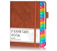 hi!SCI Password Keeper Book with Colorful Alphabetical Tabs, Small Pocket Password Logbook for Seniors, 4.7 x 6.2" Internet Website Address Organizer, Stores 675 Passwords (Sienna)
