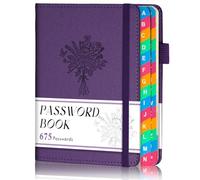 hi!SCI Password Keeper Book with Colorful Alphabetical Tabs, Small Pocket Password Logbook for Seniors, 4.7 x 6.2" Internet Website Address Organizer, Stores 675 Passwords (Royal Purple)